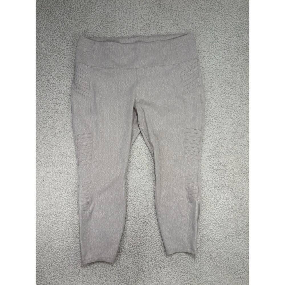 Athleta Womens Leggings Delancey Textured Moto Tight Beige Size 2X Plus Athletic